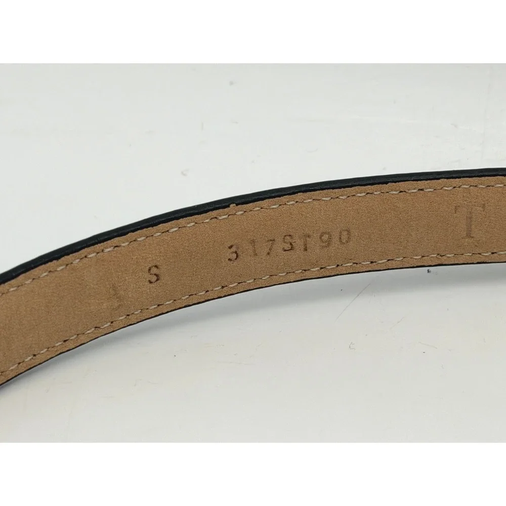 Tanner Belt Womens S Black Italian Leather Skinny Hook Loop 317ST90